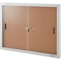 Global Industrial Enclosed Cork Bulletin Board with Sliding Doors, 48inW x 36inH 695874